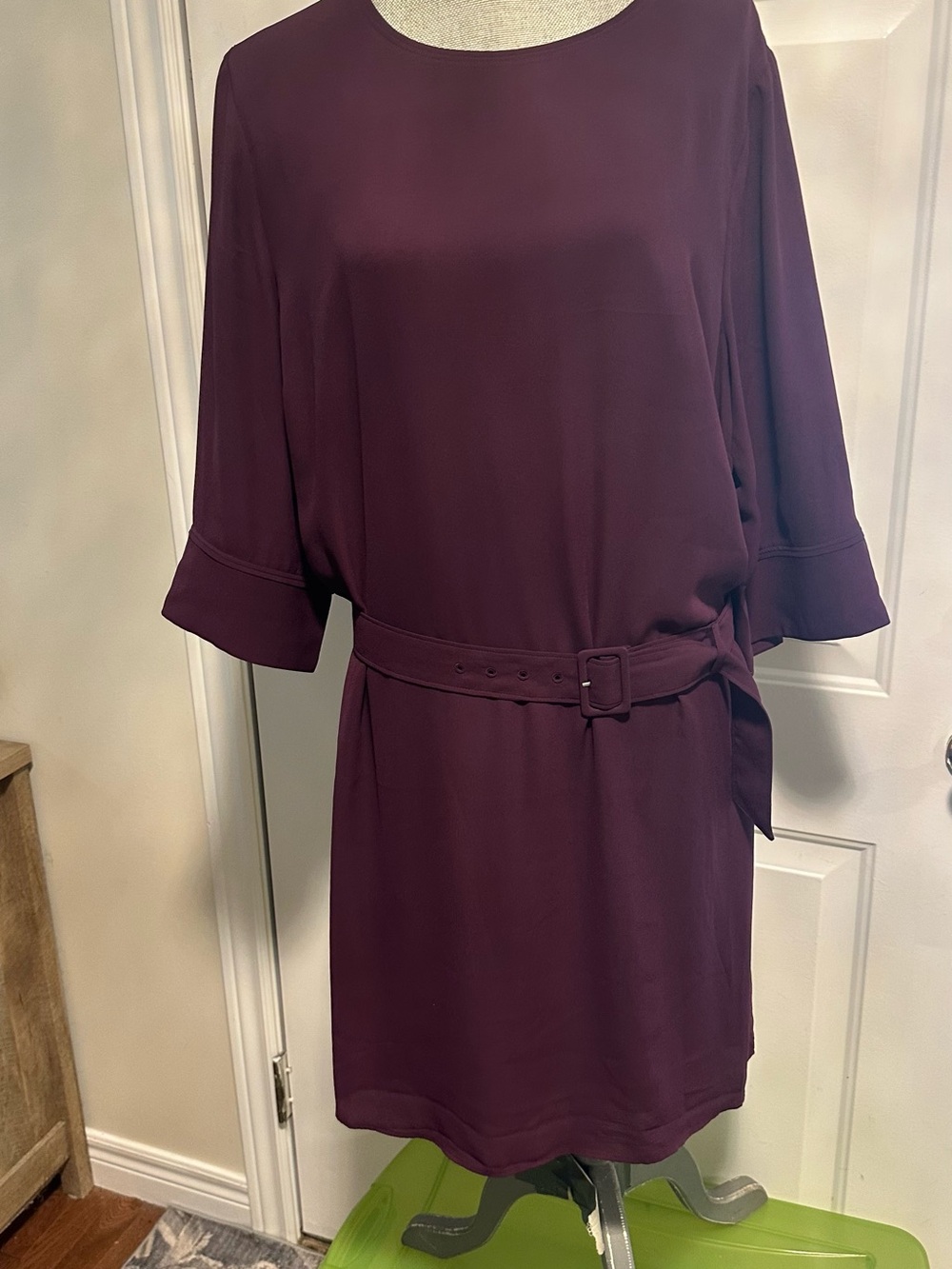Addition Elle Deep Plum Belted Midi Dress